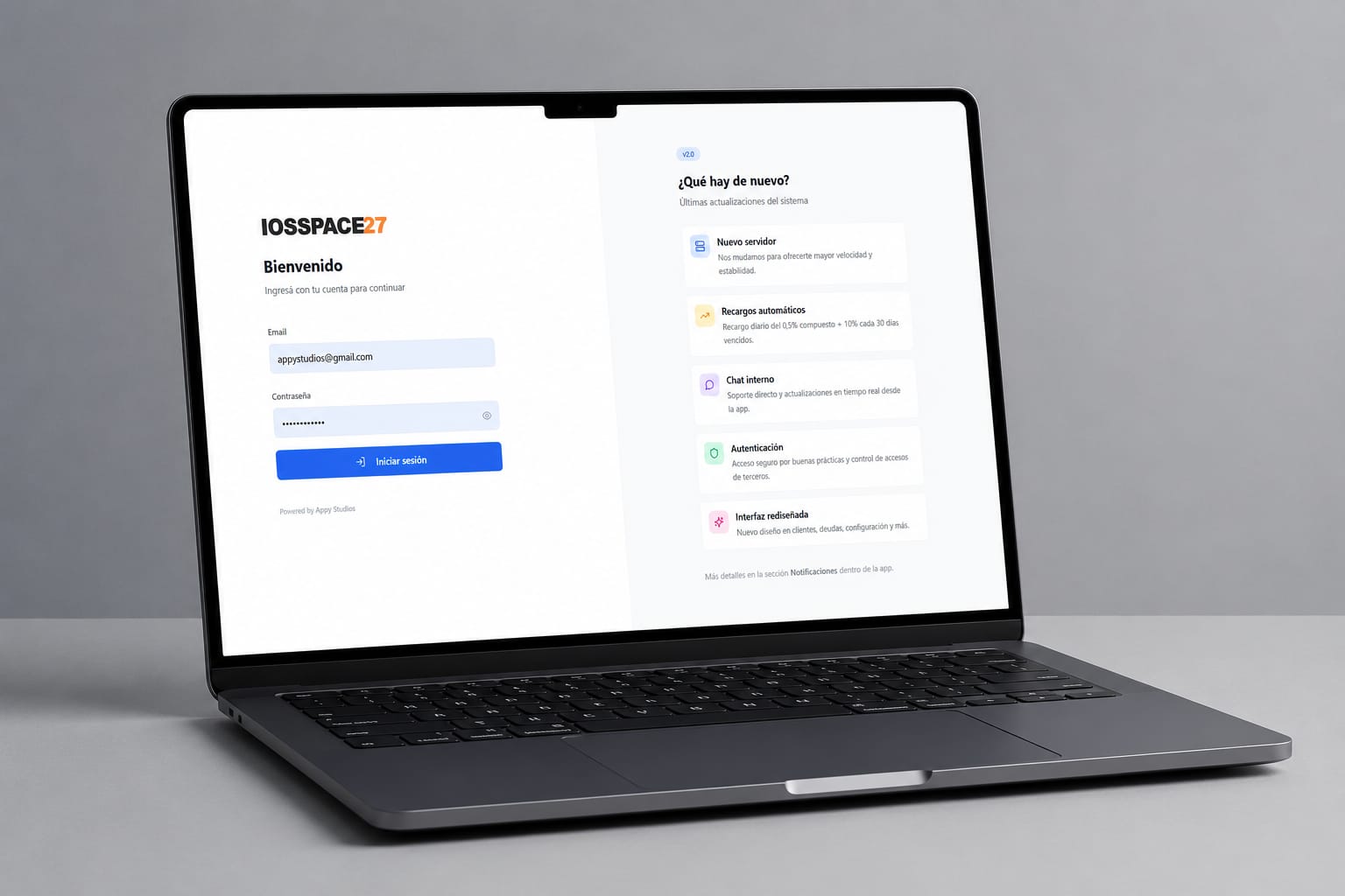 Sistema de gestión de cuentas corrientes y stock de IosSpace27